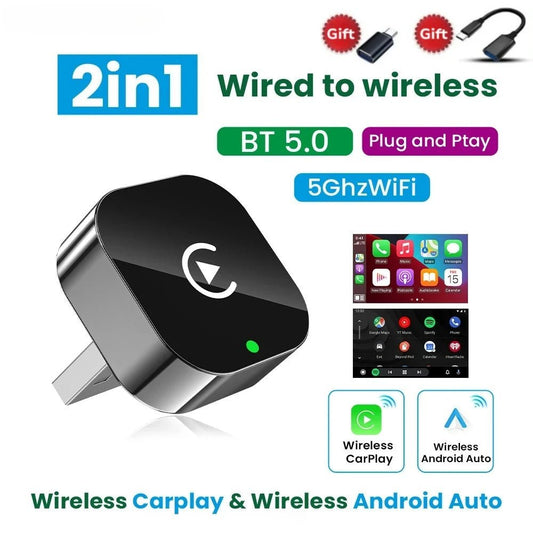 2025 Super Mini Carplay AI Box Wired to Wireless CarPlay/Android Auto 2in1 Box 5GHz WiFi for 98% Original Wired CarPlay/Auto Car –